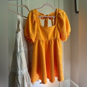 FREE PEOPLE “VIOLET” Citrus 🍊 Mini dress SMALL flirty A-line